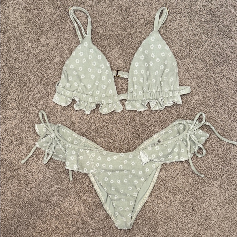 Green Floral Bikini Set